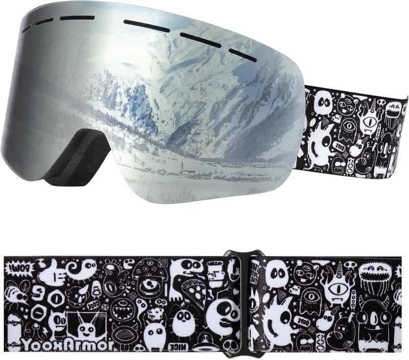 YooxArmor OTG Kids Ski Goggles, Snowboard Goggles Anti Fog UV400 for Kid 6-14 Years, Snow Goggles for Youth Boys Girls - Image 1